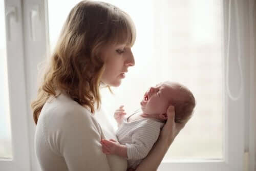 A crying baby with colic.