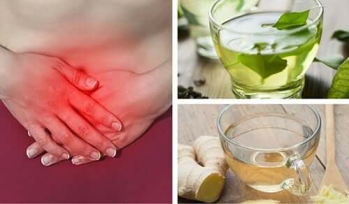 A person with a belly ache and herbal infusions.