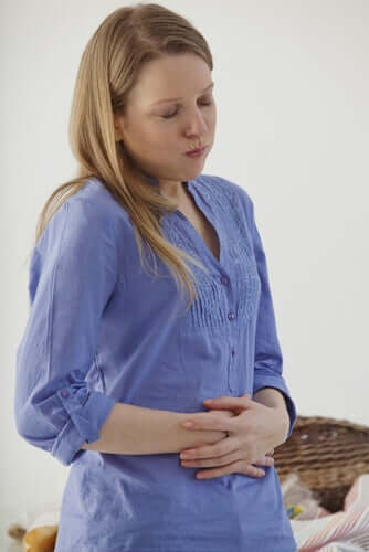 A woman with aerophagia symptoms.