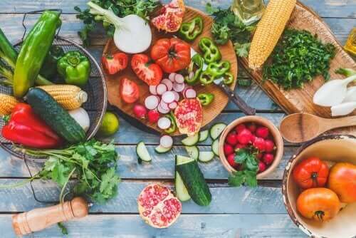 Behåll vikten med frukt och grönsaker.