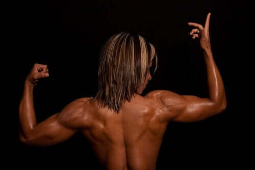 A muscular person seen from behind.