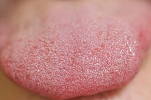 Close up of a tongue.