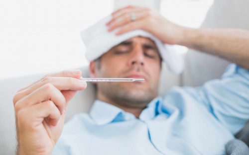 A man with a fever.