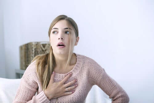 A woman with chest pain.