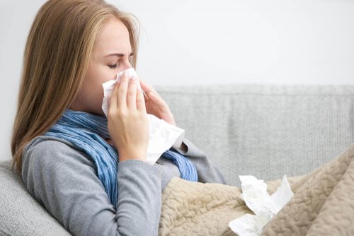 A woman with a cold.