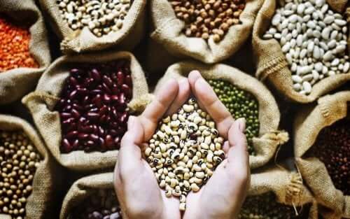 Legumes in bags.