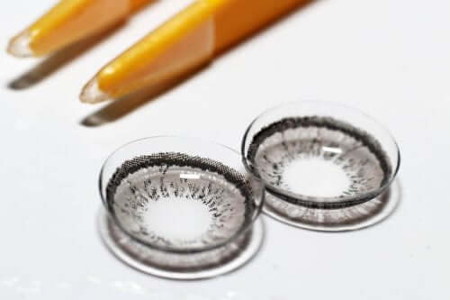 A pair of contact lenses.