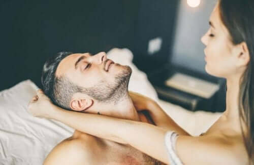 A couple having sex.