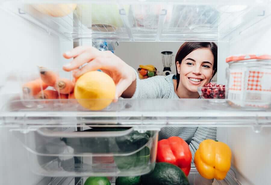 Inside a lady's fridge.