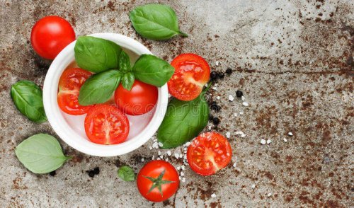 cherry tomatoes and basil