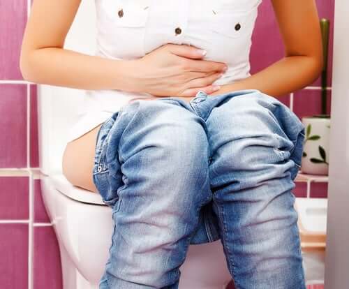 A constipated woman.