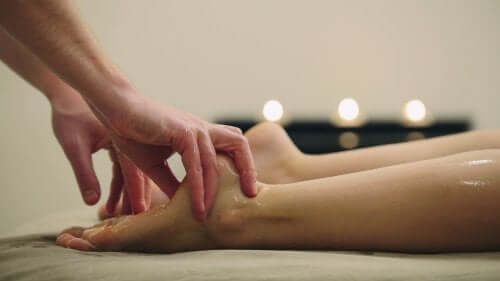 Erotic foot massage.