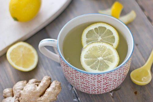 A lemon ginger fruit infused water
