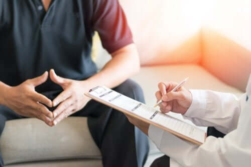 A man talking to a therapist.