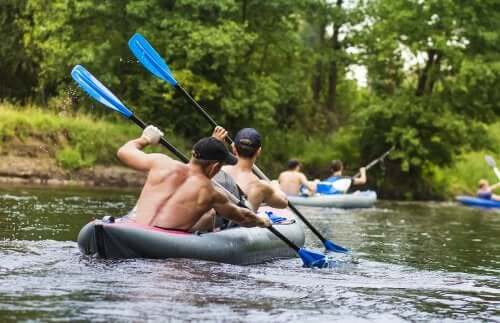People kayaking in the river.