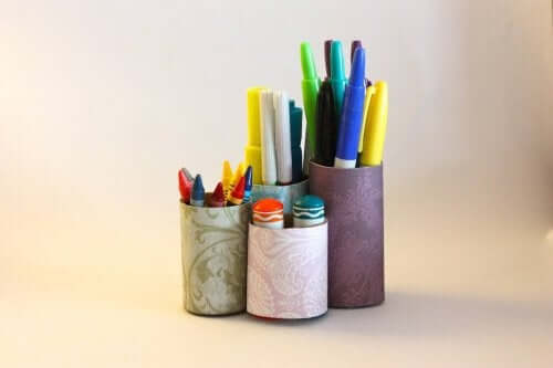 reusable materials like cans to make pencil holders