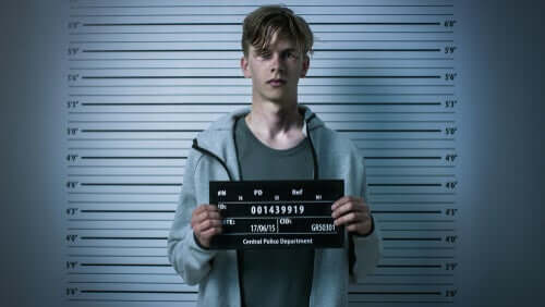 A person being booked.