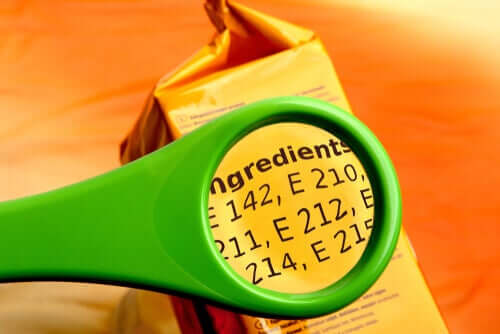 Ingredients on box listing different food additives.