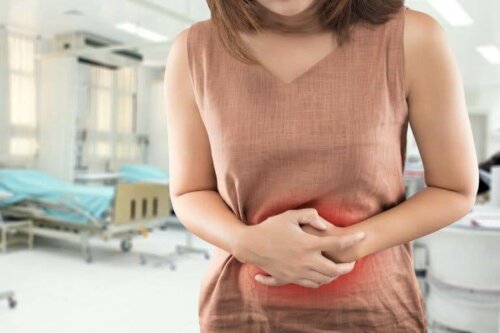 Woman with abdominal pain during pregnancy.