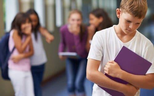 A boy being bullied in school.
