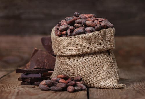 Cocoa beans.