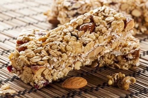 Homemade energy bars with nuts.