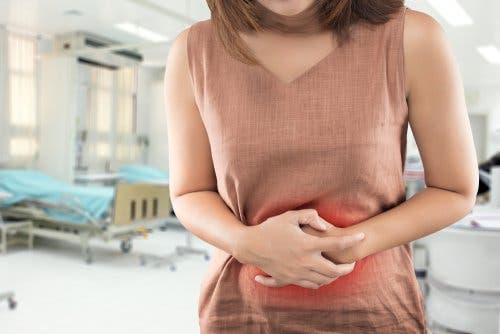 A pregnant woman in pain.