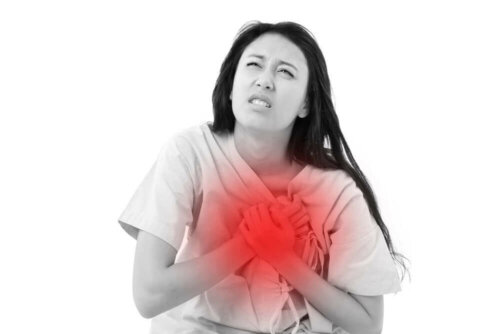 A woman with chest pain.