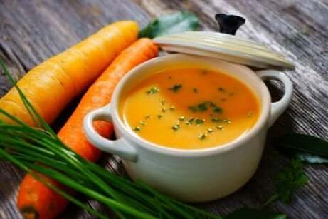 A bowl of carrot soup.