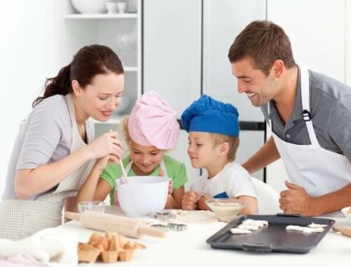A family baking together.