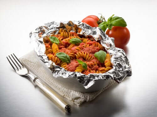 Cooking in aluminum foil.