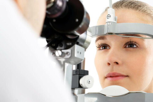 A woman at the optometrist.