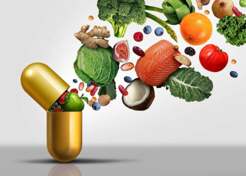 An assortment of food rich in vitamins.