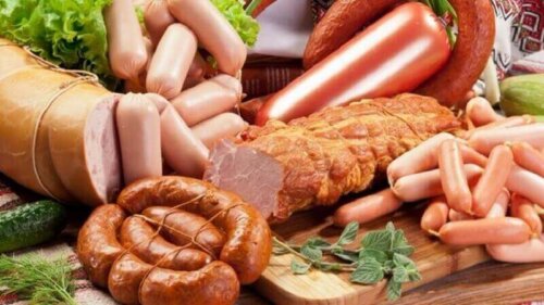 A variety of processed meats.