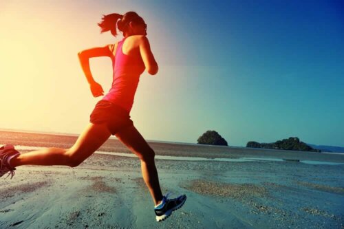 A woman running.