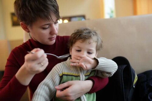 A child rejecting food.