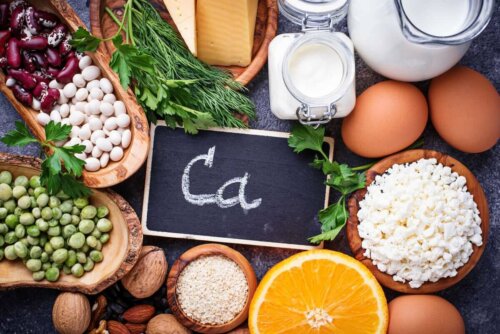 An array of food high in calcium.