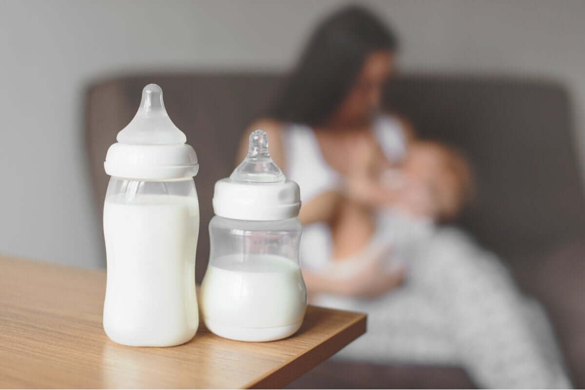 Bottles of baby milk.