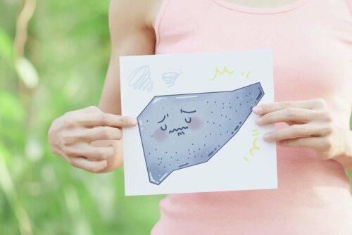 A drawing of a sad-looking liver.