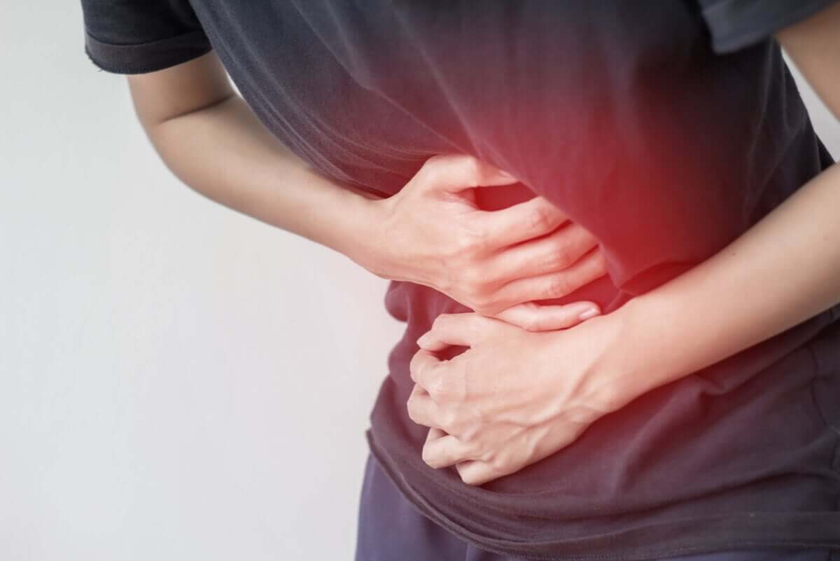 A man with stomach pain.