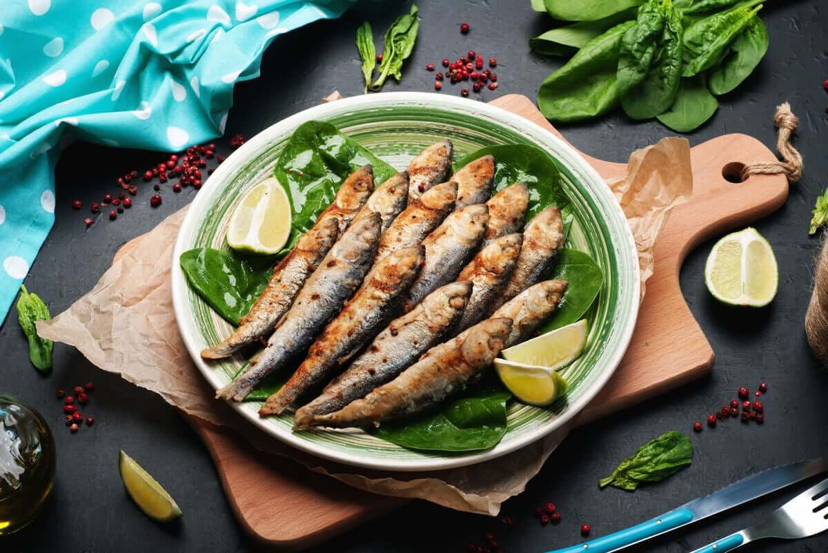 Sardines on a plate.