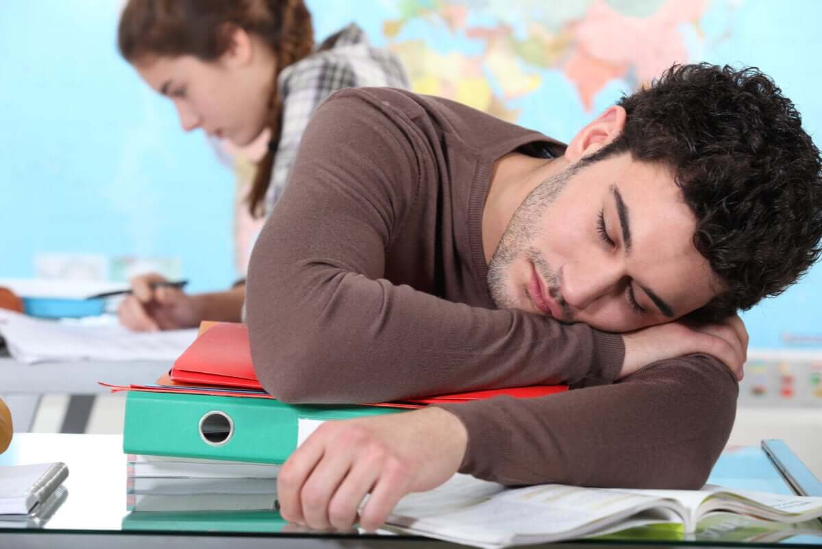 A student who suffers from narcolepsy.