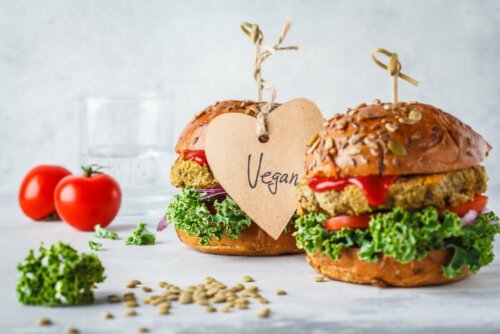 Two vegan burgers.