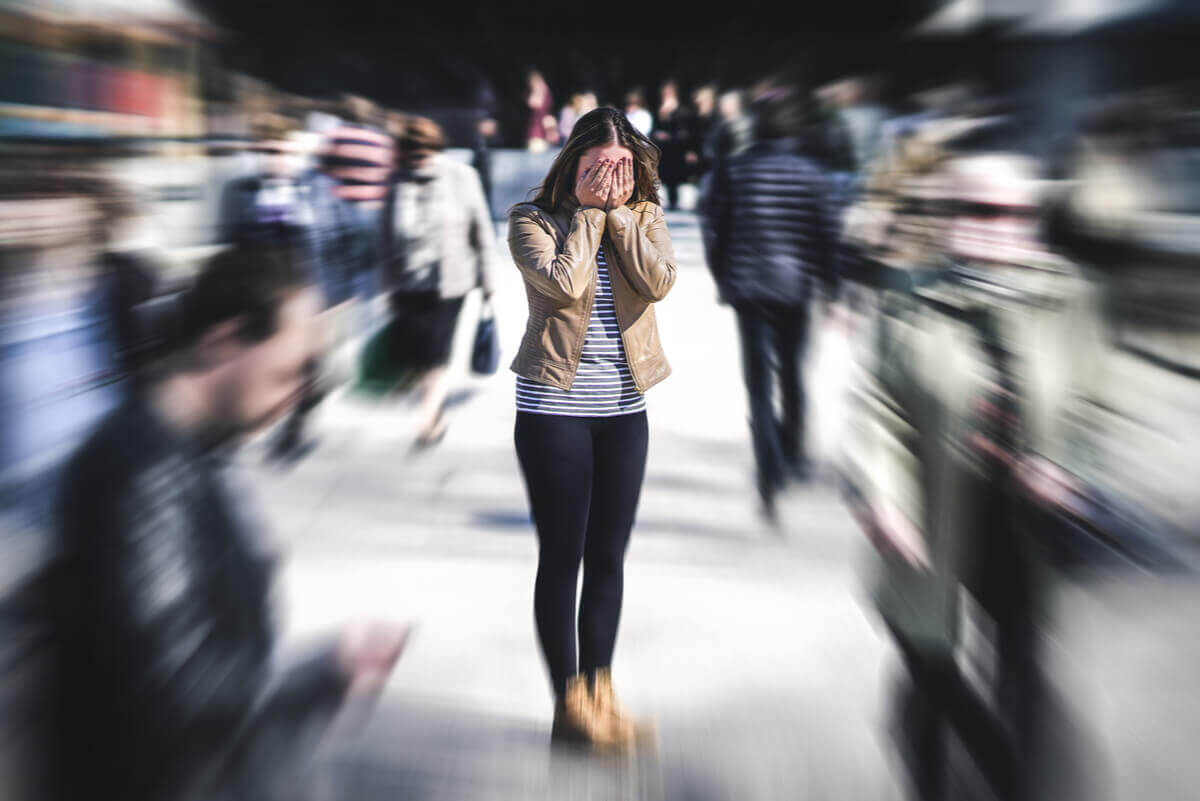 A woman with a panic attack.