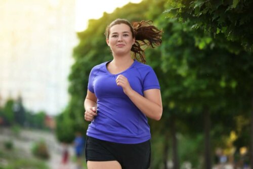 A woman running.