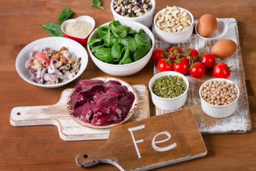 An array of food high in iron.