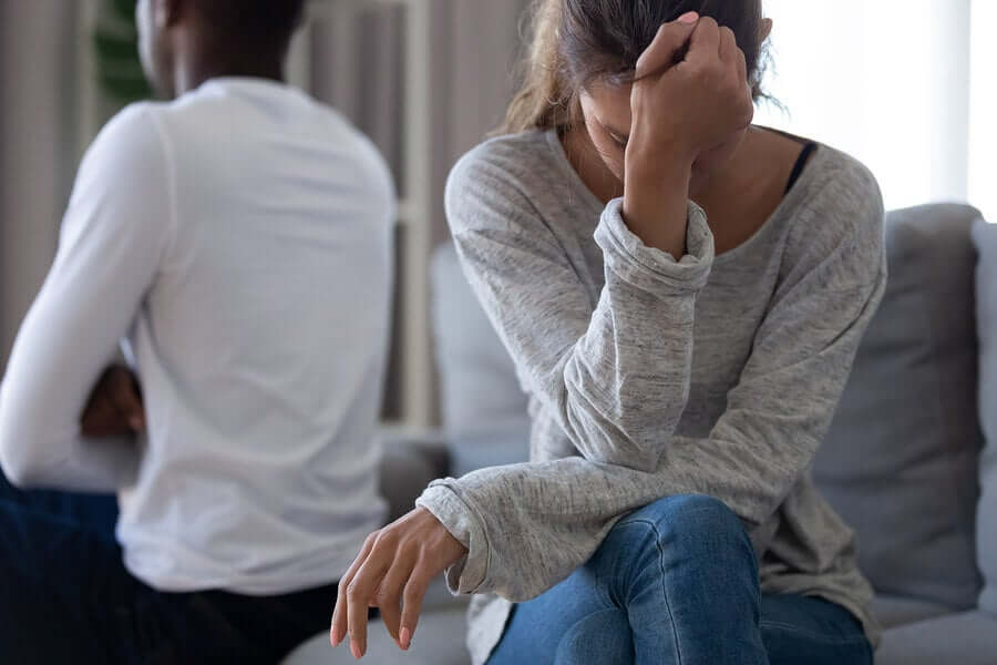 A woman crying because her husband cheated on her.
