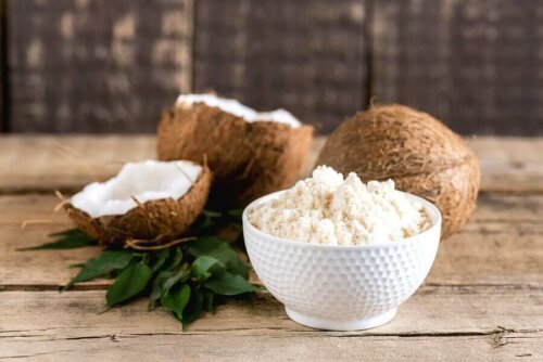 Grated coconut in a bowl.