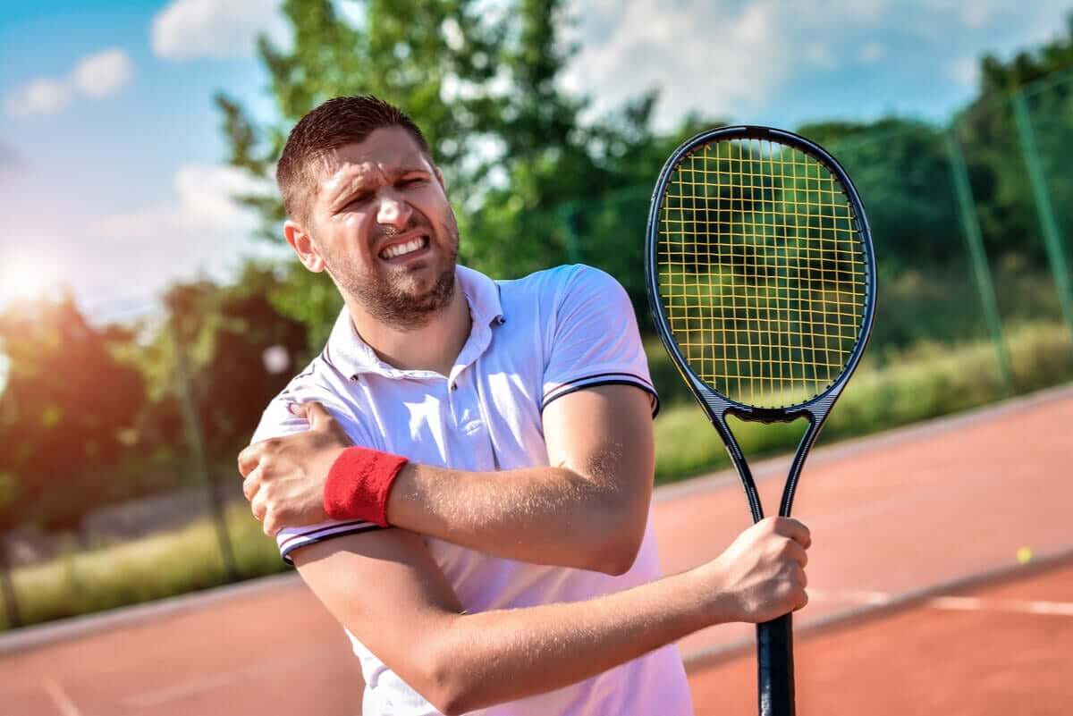 A tennis player with tendinitis.