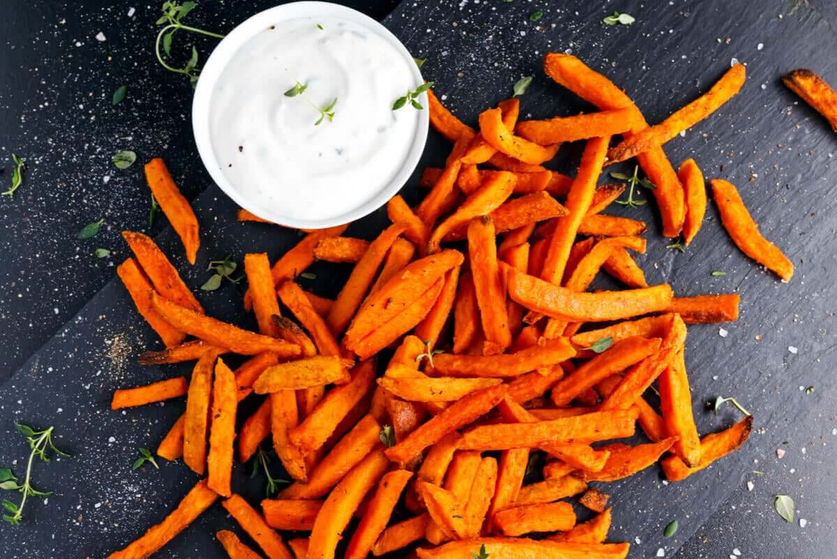 Sweet potato fries with dip.